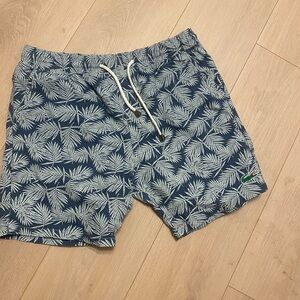 Lacoste Navy Leaf Print Swim Shorts